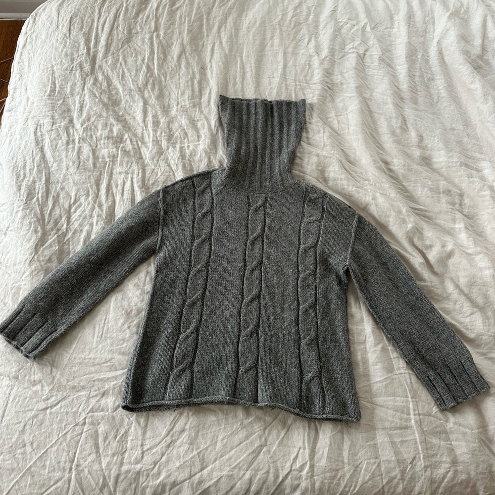 Nili Lotan Charcoal Cable Knit Turtleneck Sweater